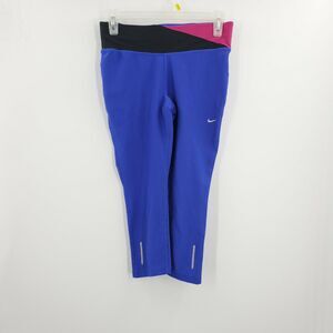 Nike Running Dri-Fit Women's Size S Blue Yoga Capris Pants Purple Colorblock